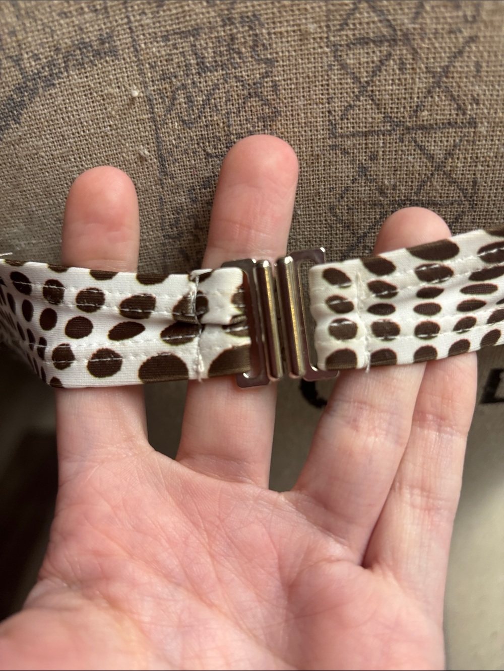 Brown and Off-White Polka Dot Ruched Bikini Top - Picture 4 of 16